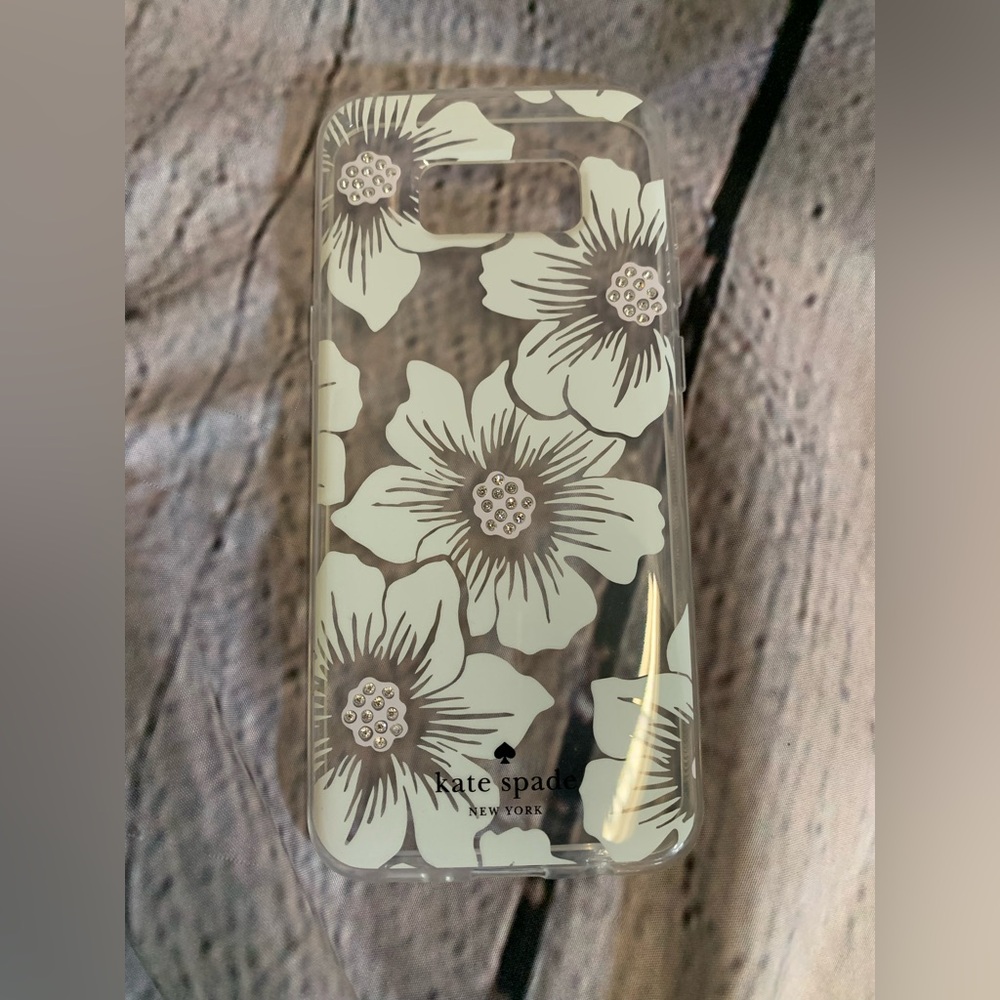 5/$20 Kate Spade Samsung Galaxy S8+ Cover Case Hollyhock Floral Clear White Gems - Picture 8 of 10